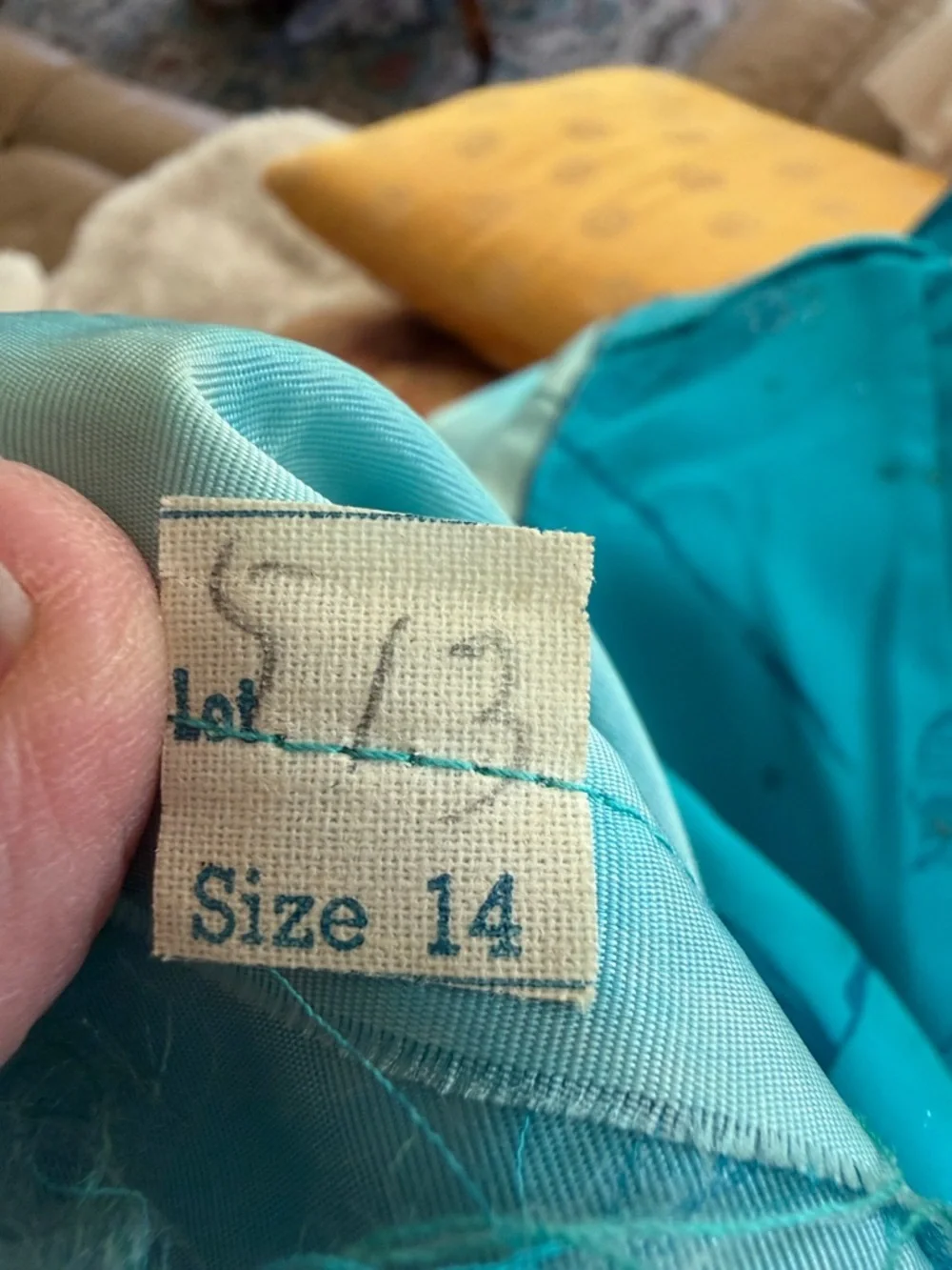 Vintage Turquoise Leaf-Print Midi Dress